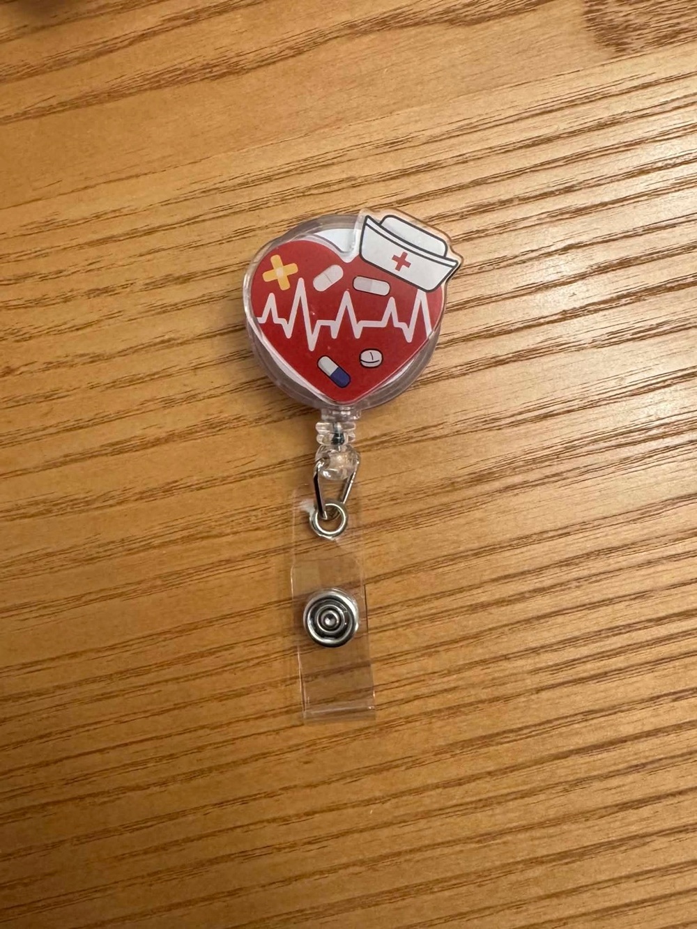 Heart Nurse Badge Reel - Red Medical Design Nurse Retractable ID holder